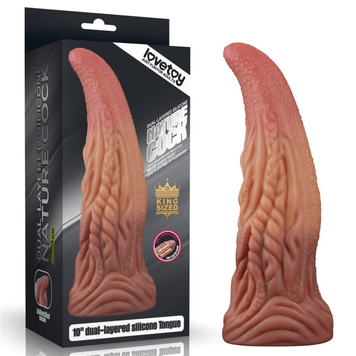 Dildo Clasic Dual-layered Platinum Silicone Tongue, Multicolor, 25 Cm 13