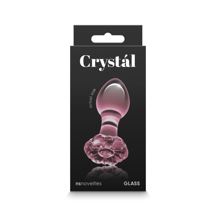 Dop Anal Din Sticla Crystal Flower, Roz, 9 Cm 4