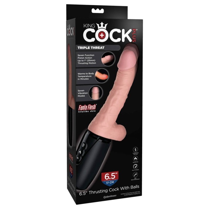 Vibrator Realistic Cu Functie Penetrare King Cock Triple Density, Natural, 16.5 Cm 7