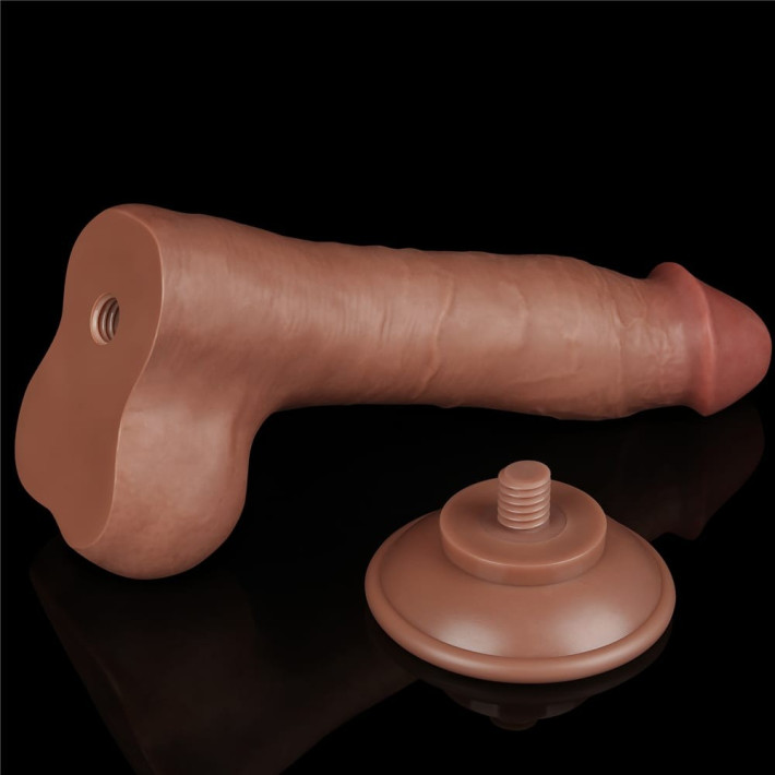 Dildo Realistic Sliding Skin Dual Layer I, Brun Deschis, 20 Cm 3