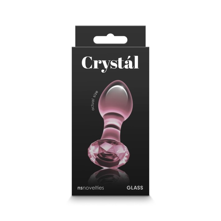 Dop Anal Din Sticla Crystal Gem, Roz, 9 Cm 4