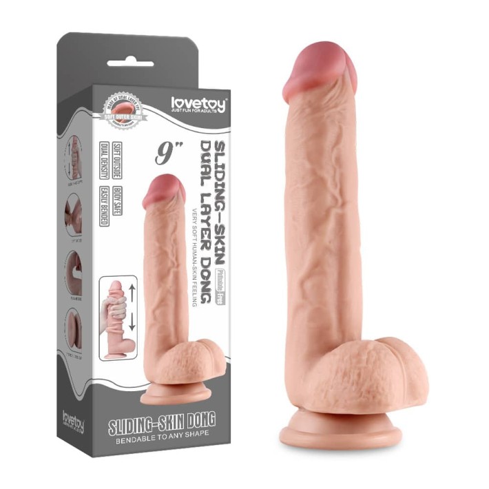 Dildo Super Realistic Dublu-stratificat, Natural, 24,5 Cm 4