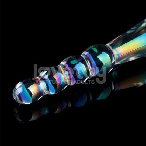Bile Anale, Dildo Sticla Twilight Gleam Glass Dildo- Rising Ripples, Transparent, 19 Cm, pasiune.ro