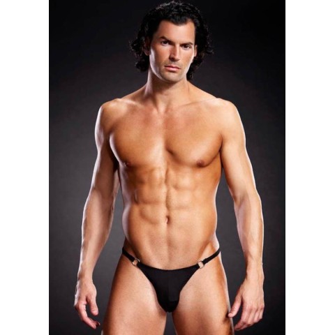 Lenjerie sexy barbati, Microf. Thong W. Metal Rings Black S/m, pasiune.ro
