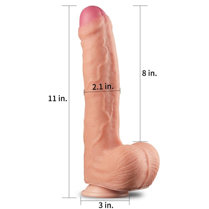 Dildo Clasic Din Silicon Dublu-stratificat Platinum, Natural, 28 Cm 6