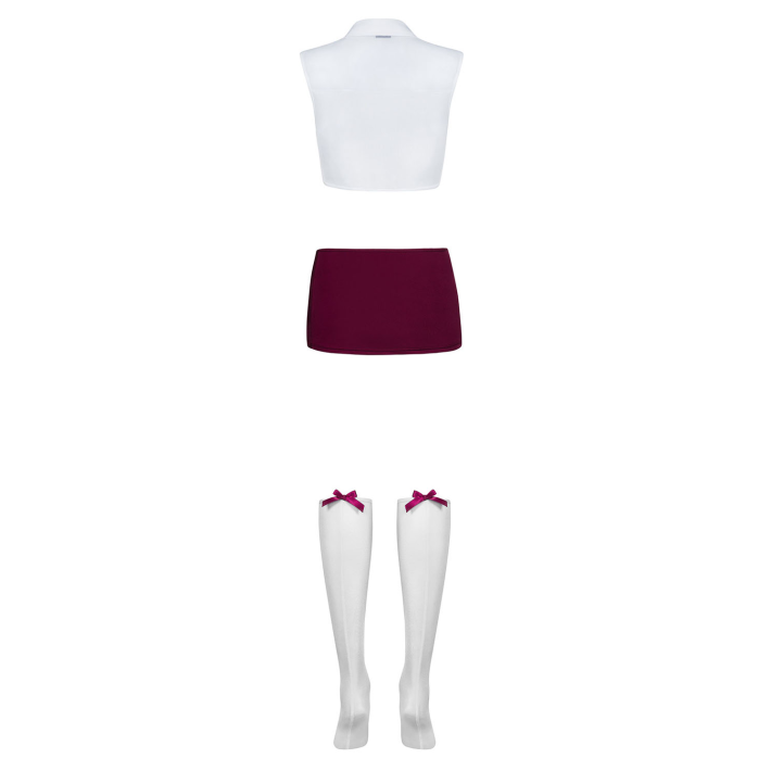 Costum Scolarita Sexy, Alb Cu Rosu, S/m 13