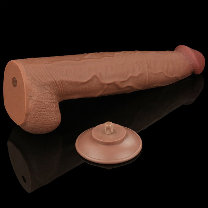 Dildo Ultra Realistic King Sized Sliding Skin Dual Layer Dong, Brun, 34 Cm 6