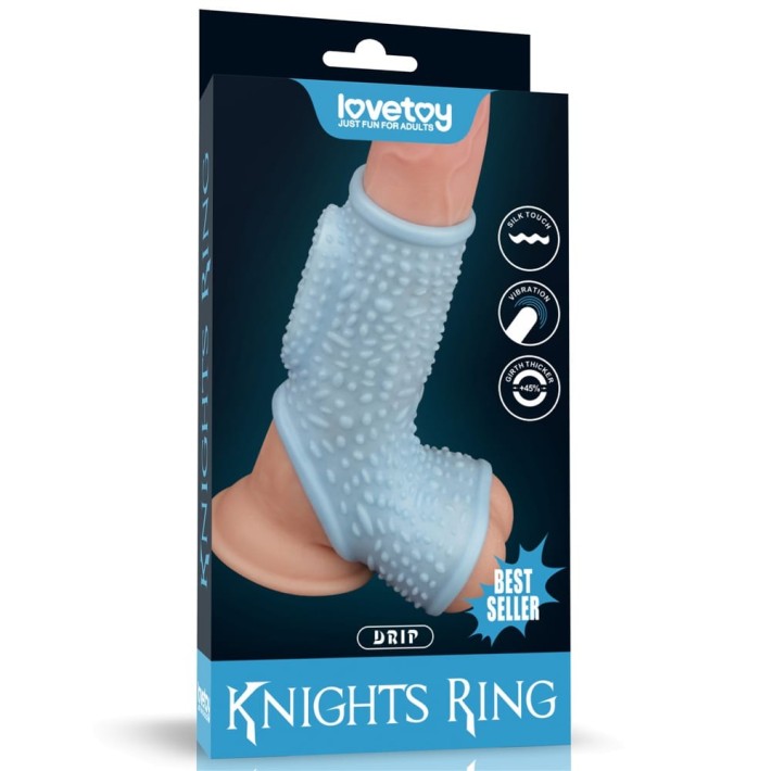 Inel / Manson Penis Cu Vibratii Drip Knights With Scrotum Sleeve, Albastru 7