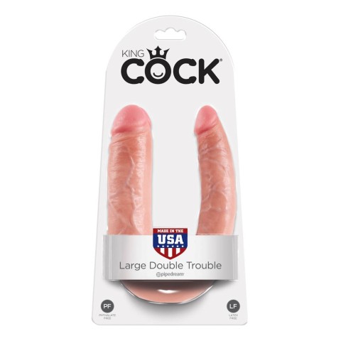 Dildouri Duble, Dildo Realistic Double Trouble Large, Natural, 44.5 Cm, pasiune.ro