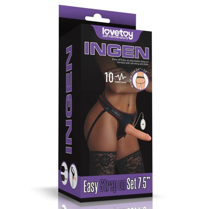 Set Ham Strap-on Si Dildo Cu Vibratii Easy Strapon, Natural, 19 Cm 13