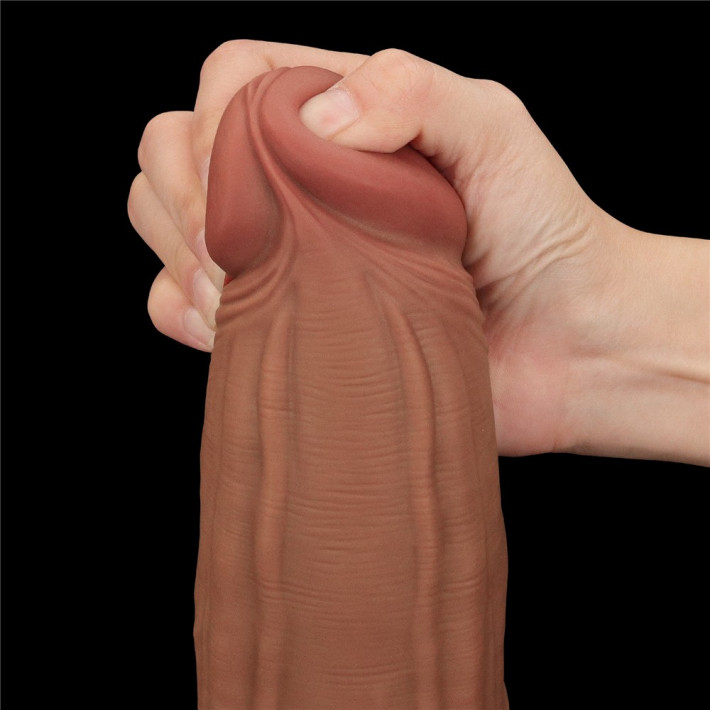 Dildo Ultra Realistic King Sized Sliding Skin Dual Layer Dong, Brun, 30 Cm 3