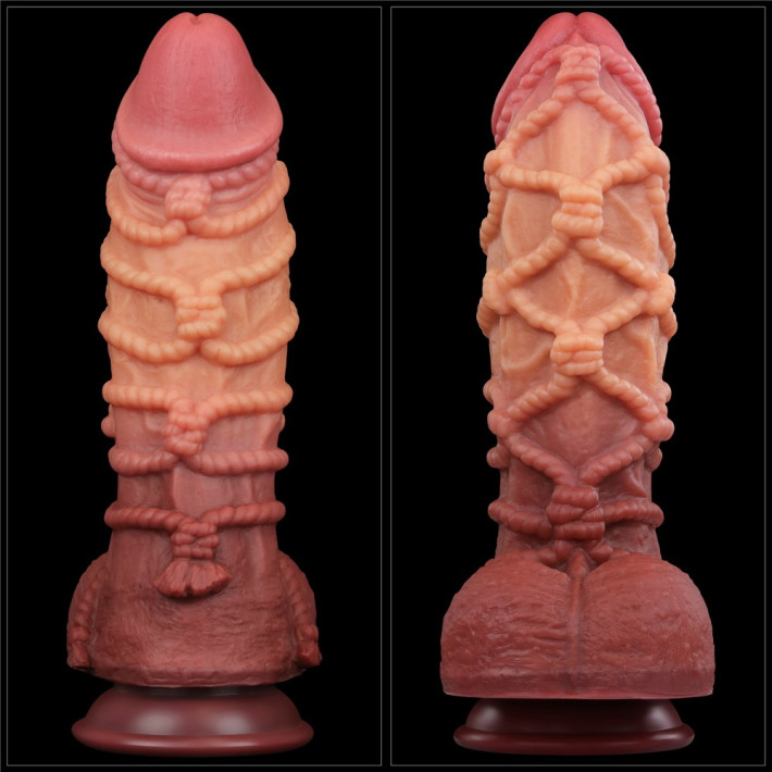 Dildo Realistic Extra Texturat Din Silicon Platinum Dublu-stratificat, Natural, 26.5 Cm 3