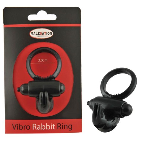 Malesation, Inel Penis Cu Vibratii Vibro Rabbit Ring, Negru, pasiune.ro