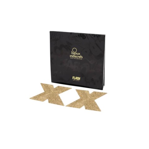 Nipple Covers, Bijuterii Intime Adezive Flash Cross - Auriu, pasiune.ro
