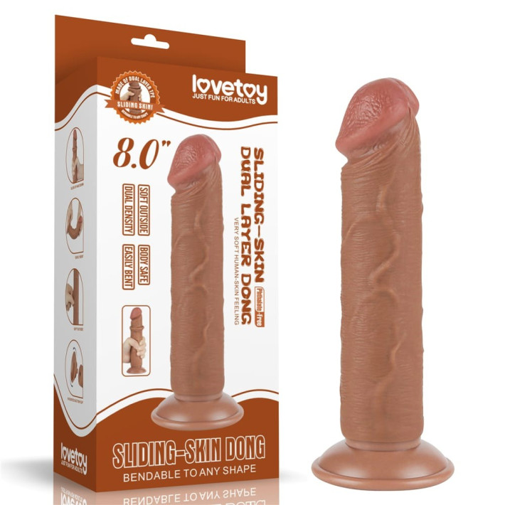 Dildo Realistic Sliding Skin Dual Layer Ii, Brun Deschis, 20 Cm 13