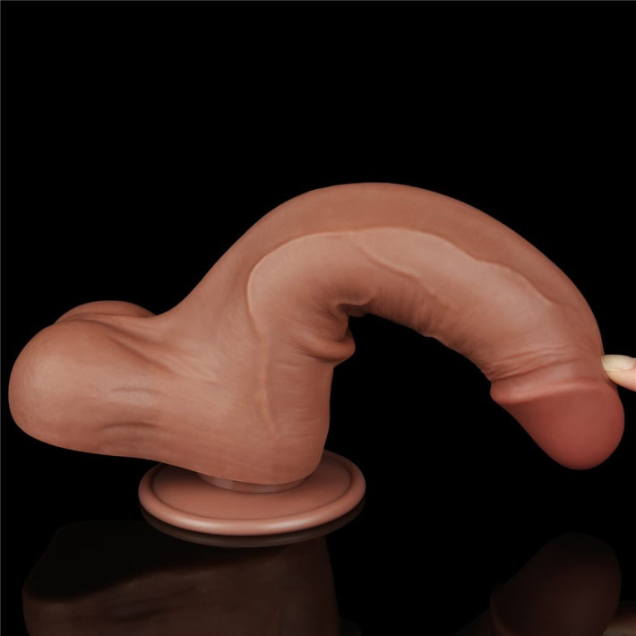 Dildo Realistic Sliding Skin Dual Layer Ii, Brun Deschis, 21.5 Cm 11