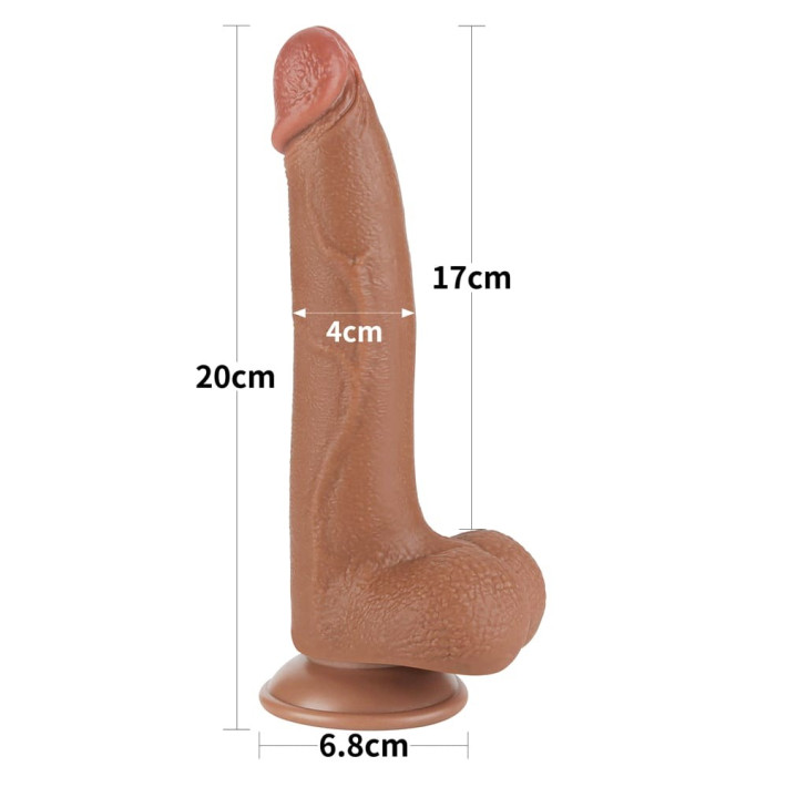Dildo Realistic Sliding Skin Dual Layer I, Brun Deschis, 21.5 Cm 5