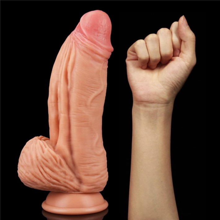 Dildo Clasic Cu Ventuza Dual-layered Silicone Nature Cock, Natural, 25 Cm 11