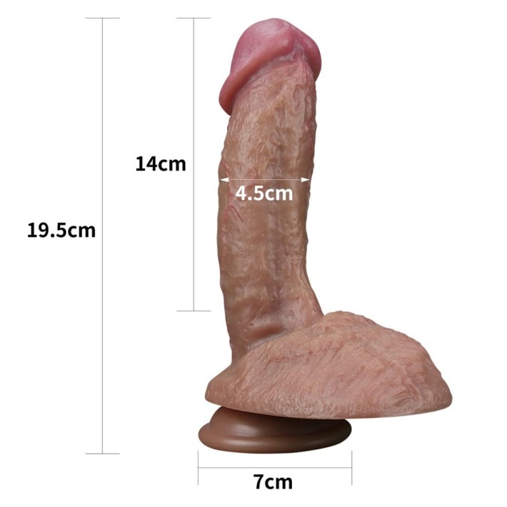 Dildo Clasic Cu Ventuza Dual-layered Silicone Nature Cock, Natural, 19 Cm 9