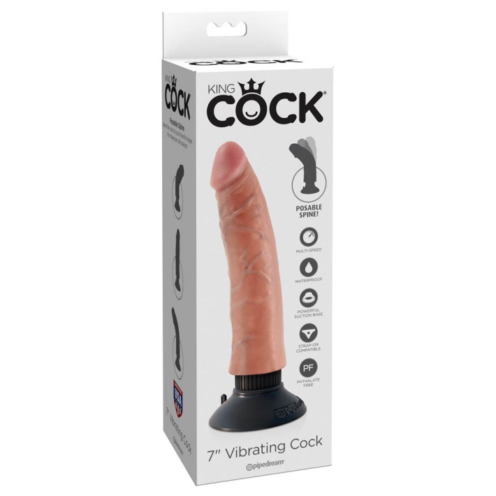 Vibrator Realistic Cu Ventuza King Cock, Natural, 21.5 Cm 12