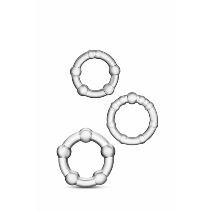 Set 3 Inele Penis Cu Margele Stay Hard, Transparent 2