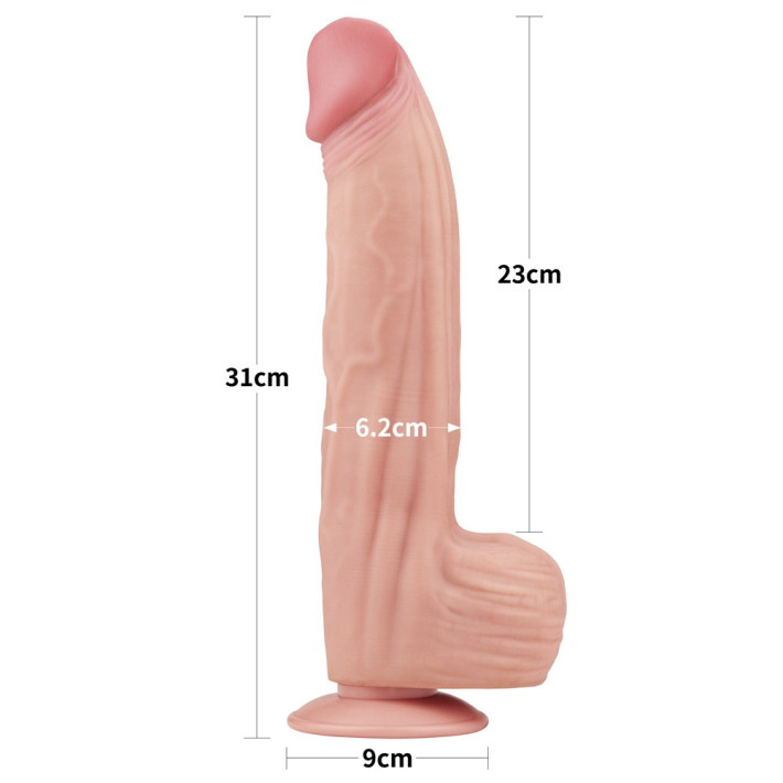 Dildo Ultra Realistic King Sized Sliding Skin Dual Layer Dong, Natural, 30 Cm 8