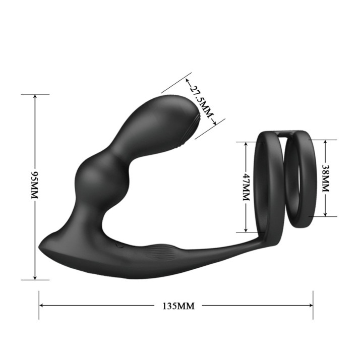 Dop Anal Cu Inel Penis Si Vibratii Marshall, Negru, 9 Cm 6