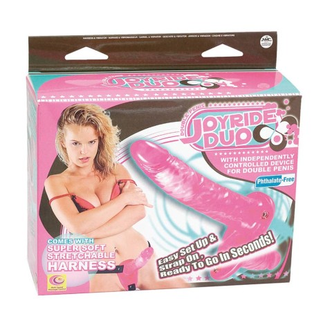 Strap On Dublu, Strap-on Dublu Cu Vibratii Joyride Duo, Roz, pasiune.ro