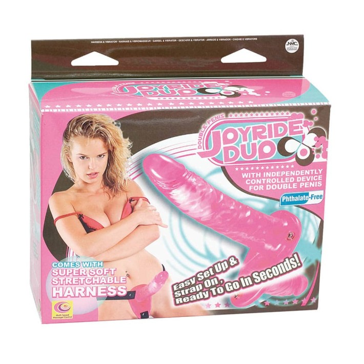 Strap-on Dublu Cu Vibratii Joyride Duo, Roz 2