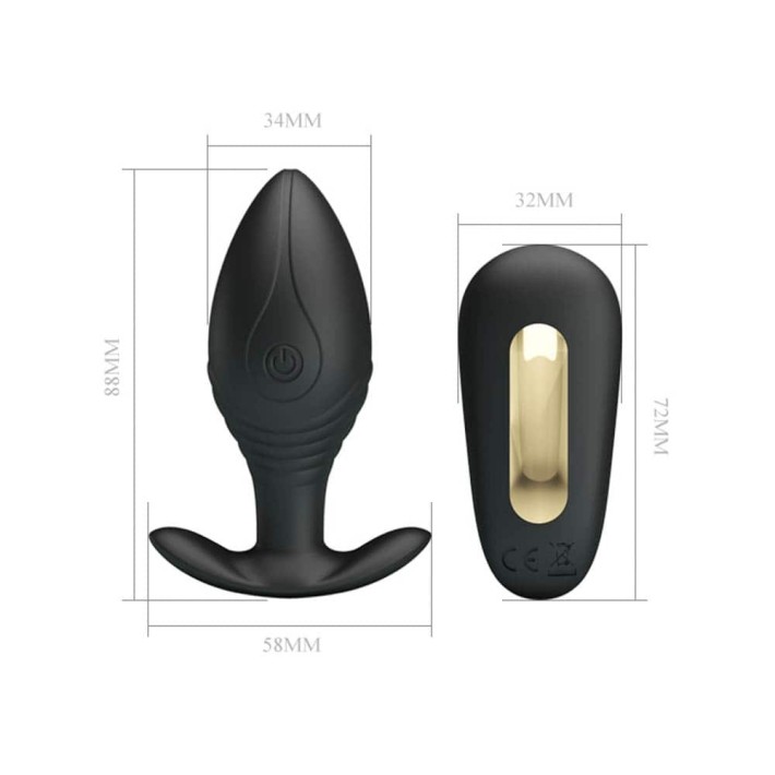 Dop Anal Cu Vibratii Royal Pleasure Regina, Negru, 9 Cm 5