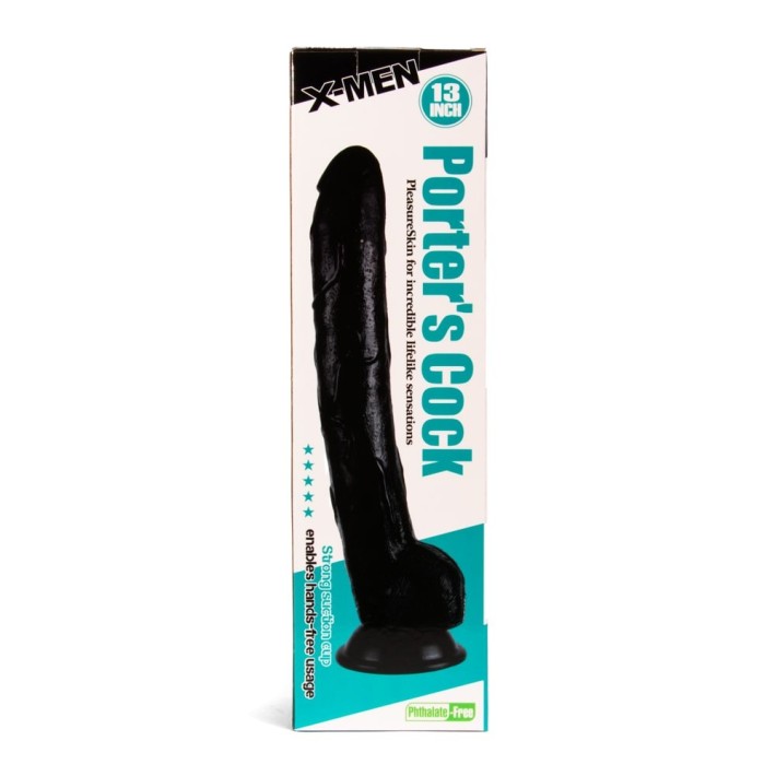 Dildo Clasic Porters, Negru, 33 Cm 6