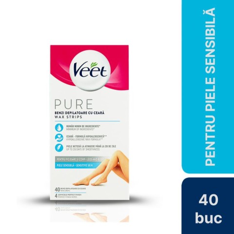 Veet, Benzi De Ceara Rece Depilare Pentru Piele Sensibila Veet 40 Buc, pasiune.ro