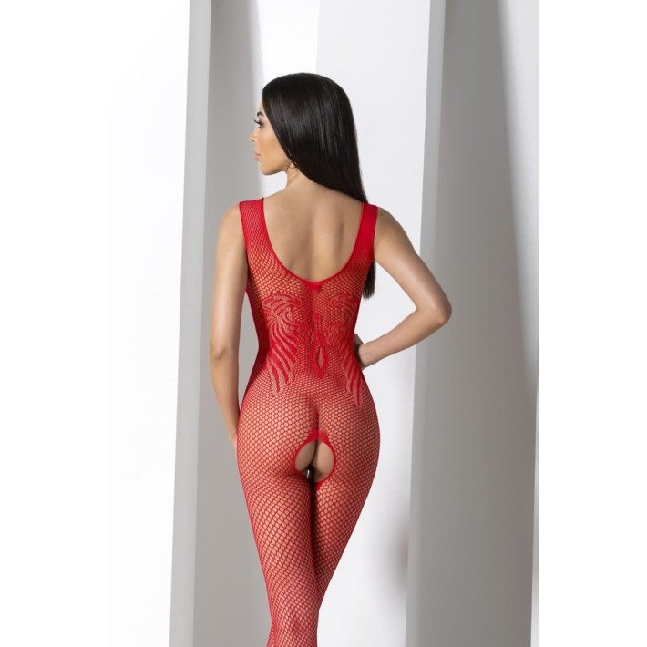 Bodystocking Sexy Cu Dantela Decupat Intim, Rosu, Marime Universala 2