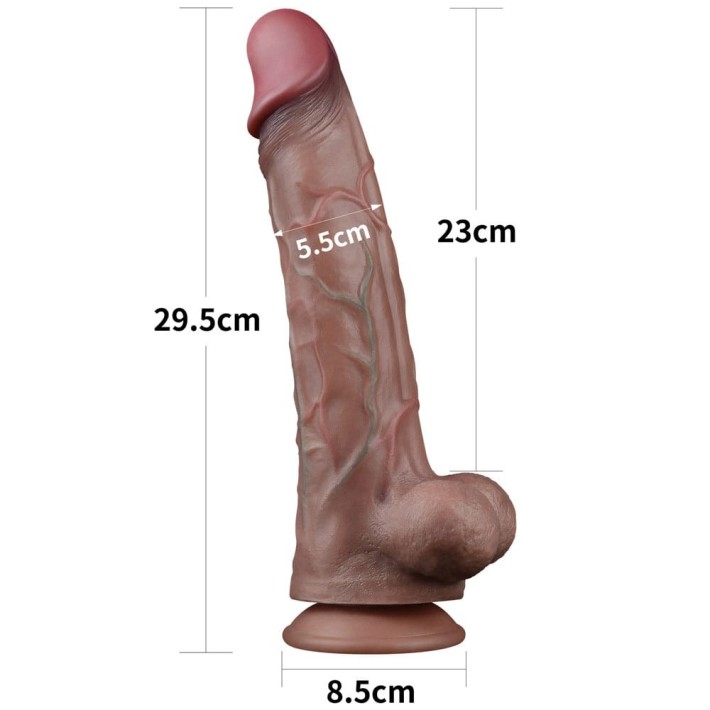 Dildo Clasic Din Silicon Dublu-stratificat Platinum, Brun, 29 Cm 9