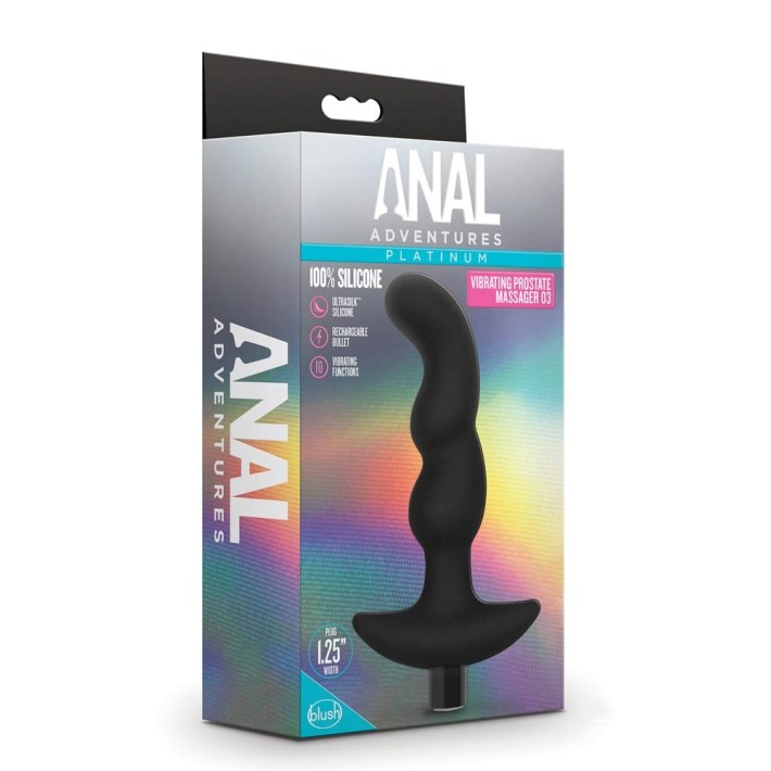 Vibrator Anal Adventures Prostate Massager 03, Negru, 13 Cm 5
