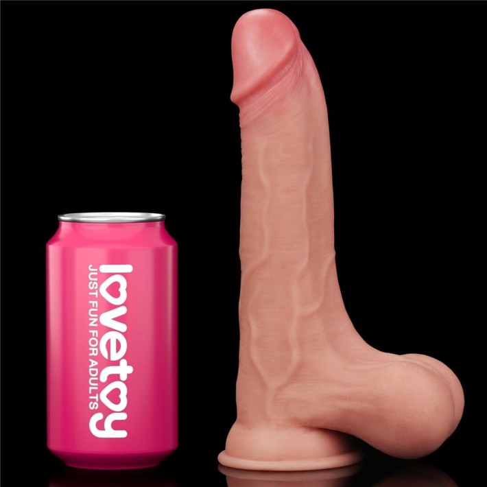 Dildo Realistic Sliding Skin Dual Layer Dong - Whole Testicle, Natural, 22 Cm 13
