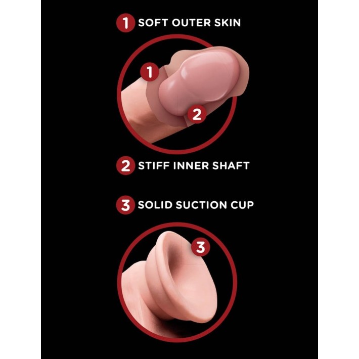 Dildo Clasic Cu Balans Testicule King Cock Triple Density, Natural, 15 Cm 6