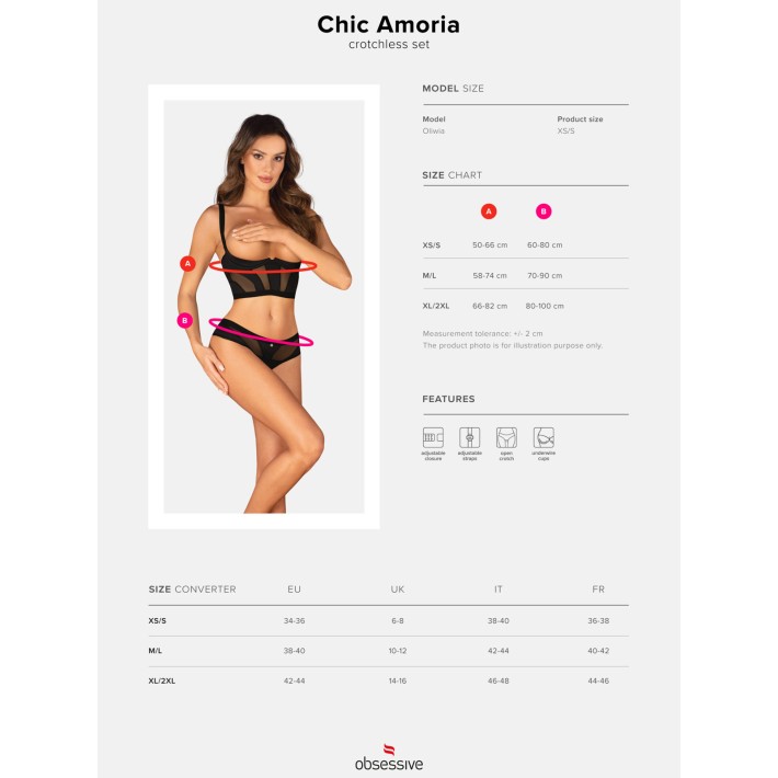 Chic Amoria 2-pcs Crotchless Set   Xs/s M/l, Xl/2xl, Xs/s 5
