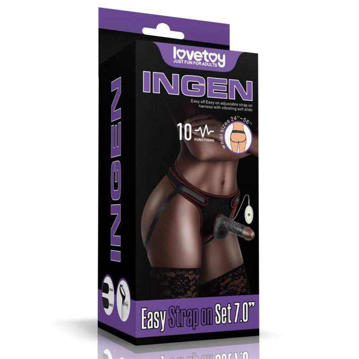 Set Ham Strap-on Si Dildo Cu Vibratii Easy Strapon, Negru, 17.5 Cm 15