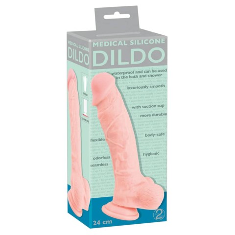 silicone, Dildo Clasic Cu Ventuza, Natural, 24 Cm, pasiune.ro