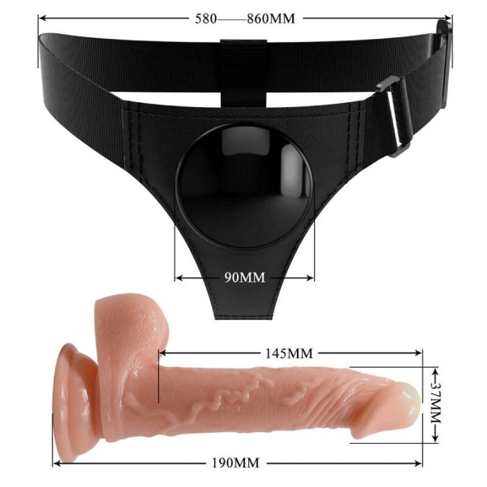 Ham Strap-on Universal + Dildo Kevin Harness Briefs, Natural, 18 Cm 4