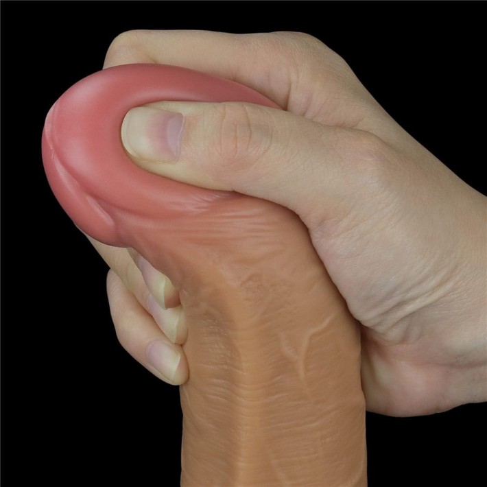 Vibrator Realistic Din Silicon Dublu-stratificat Nature Cock Rotator, Bronz, 25 Cm 7