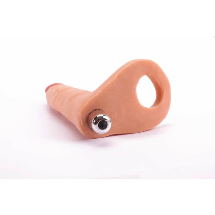Strap-on Anal Cu Vibratii The Ultra Soft Double, Natural, 17.7 Cm 8