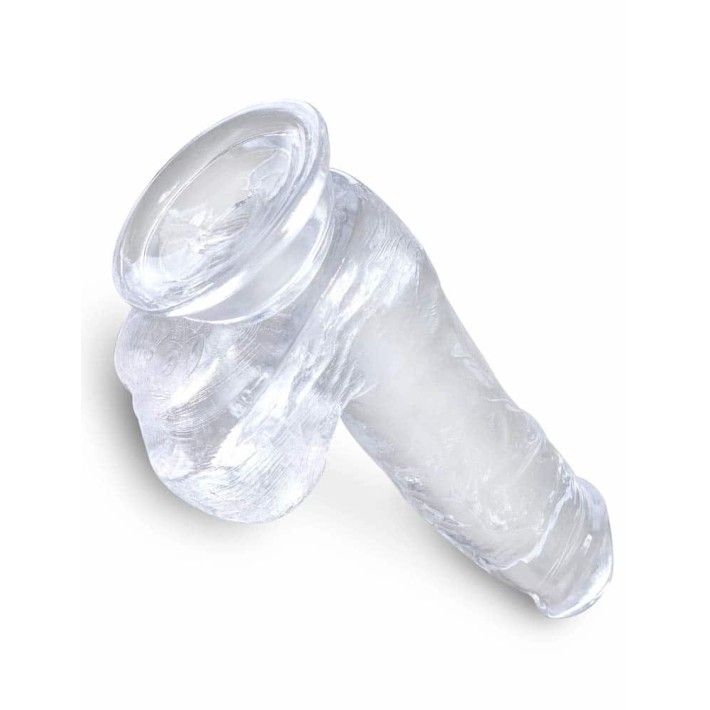 Dildo Clasic Cu Testicule Si Ventuza King Cock, Transparent, 17.8 Cm 3