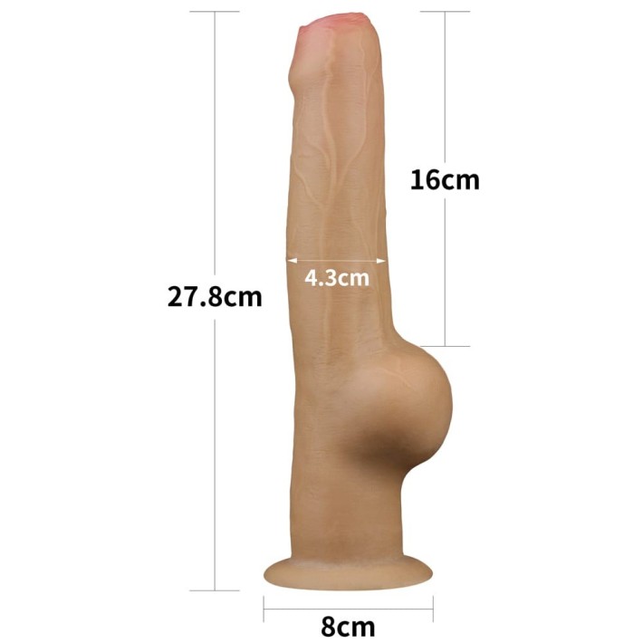 Dildo Clasic Cu Ventuza Necircumcis Handle Cock, Natural, 28 Cm 8