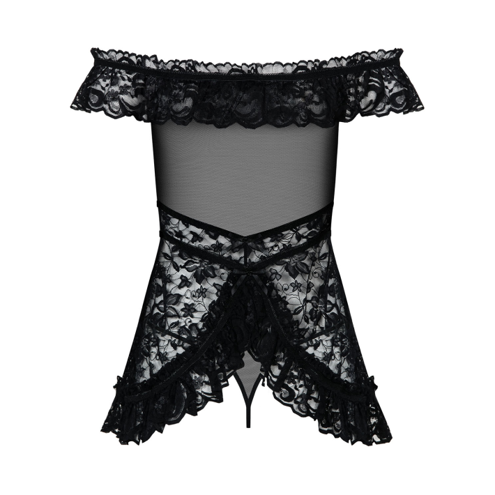 Flores Chemise & Thong Black L/xl L/xl, S-m 4