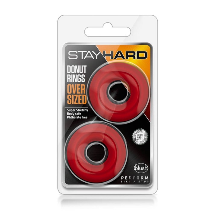 Set 2 Inele Penis Stay Hard Oversized, Rosu 2