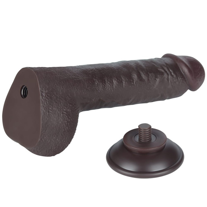 Dildo Realistic Sliding Skin Dual Layer, Brun Inchis, 24 Cm 3
