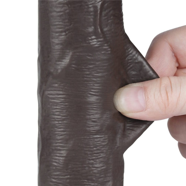 Dildo Realistic Sliding Skin Dual Layer Ii, Brun Inchis, 20 Cm 9