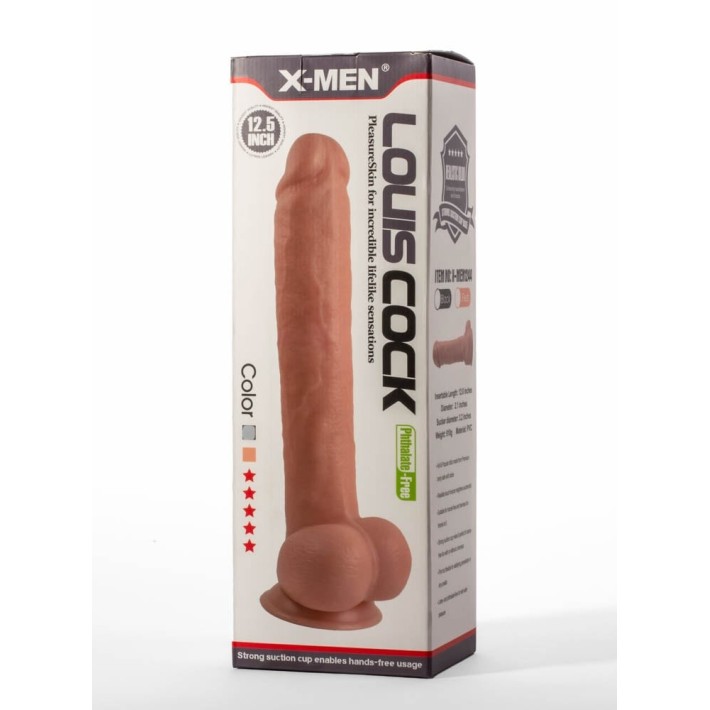 Dildo Realistic Cu Ventuza Louis, Negru, 31.5 Cm 6